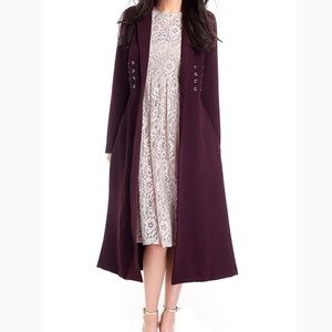 GUESS Long Burgundy Coat With Grommet Detail